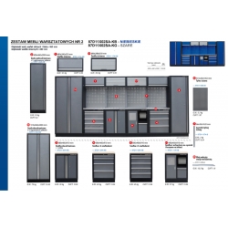 ZESTAW MEBLI WARSZTATOWYCH NUMER 2 (SZARE), 4235x460x2000mm