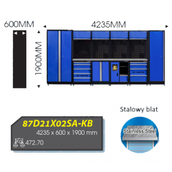 ZESTAW MEBLI WARSZTATOWYCH NUMER 22 (NIEBIESKIE), 4235x600x1900mm