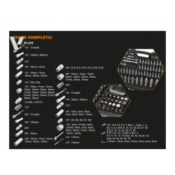 Komplet kluczy nasadowych V-PLUS 1/4” + 3/8” + 1/2” 151 szt.