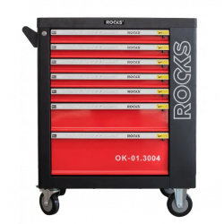 Szafka narzędziowa Rooks Garage Red z wyposażeniem 235 el., z dodatkową szafką boczną